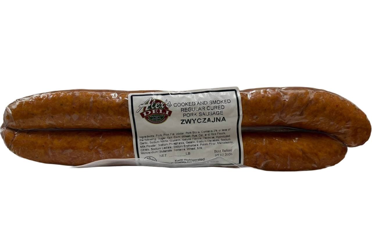 DELI - COOKED AND SMOKED REGULAR CURED PORK SAUSAGE / ZWYCZAJNA/ LB