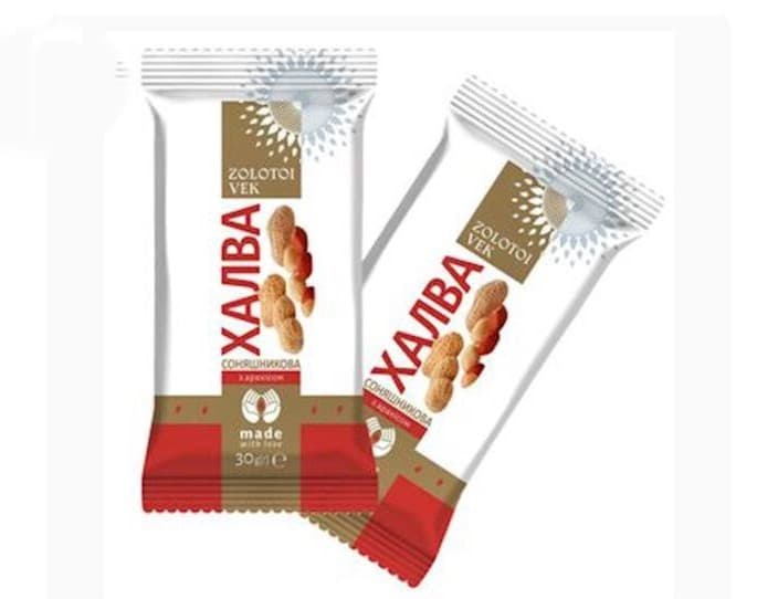 CANDY HALVA SUNFLOWER W/PEANUTS TV-BOX 1/3.3LB ZOLOTOY VEK