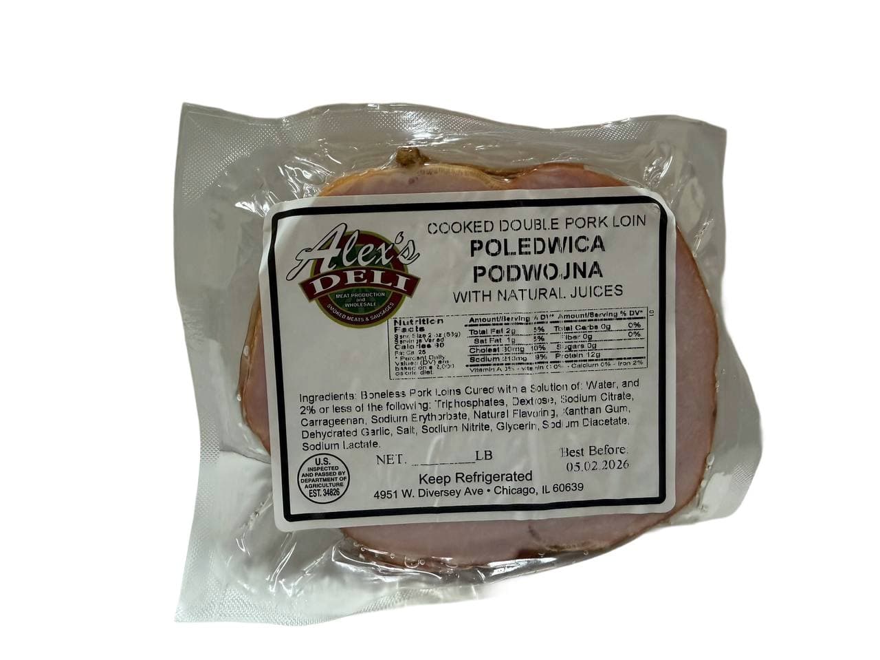 DELI - COOKED DOUBLE PORK LOIN W/NATURAL JUICES / POLEDWICA PODWOJNA/ LB