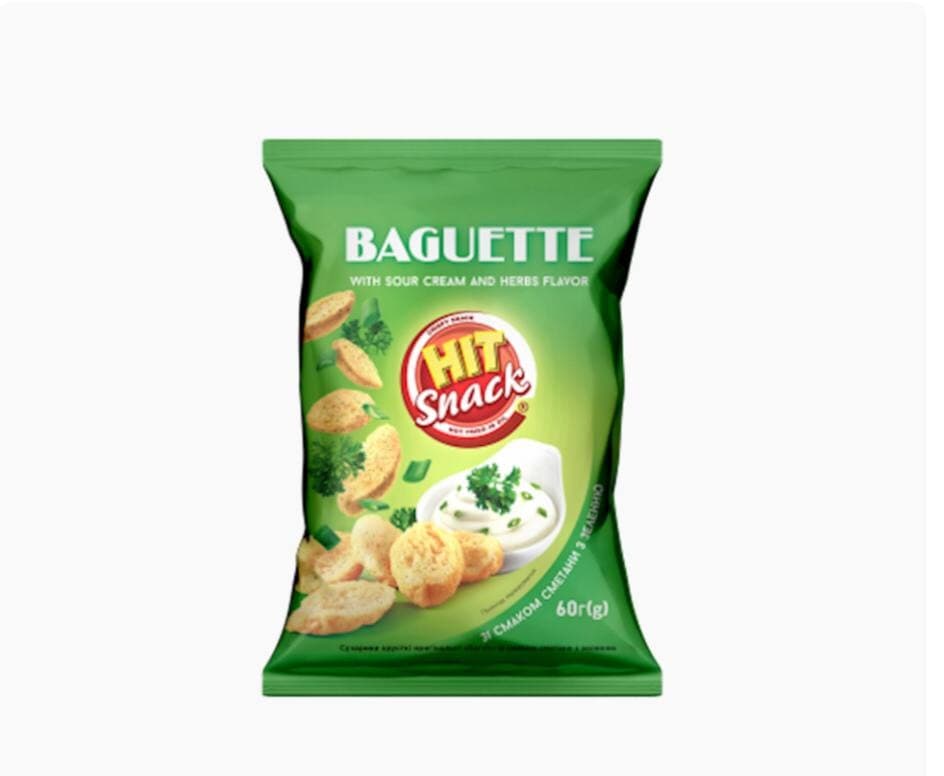 CROUTONS BAGUETTE CRISPY W/SOUR CREAM&HERBS 30/60GR ZOLOTE ZERNO N475