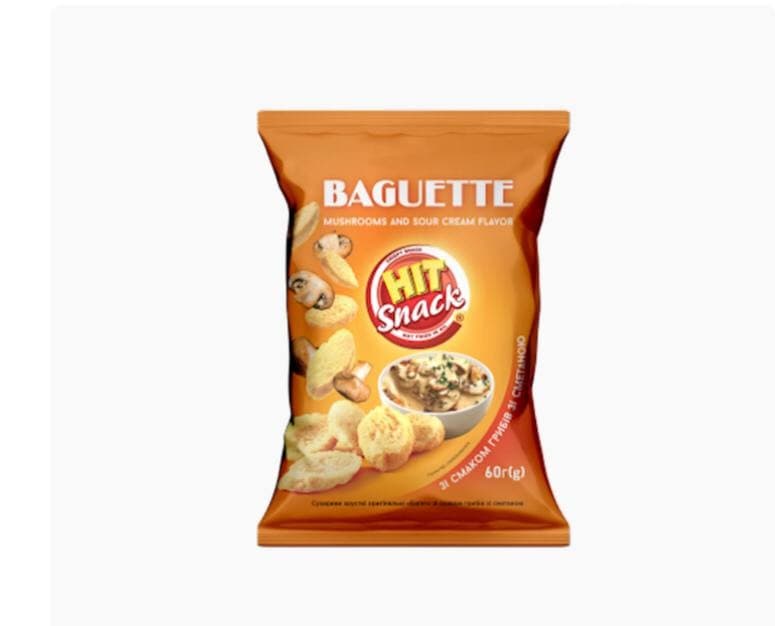 CROUTONS BAGUETTE CRISPY W/MUSHROOMS&SOUR CREAM 30/60GR ZOLOTE ZERNO N474